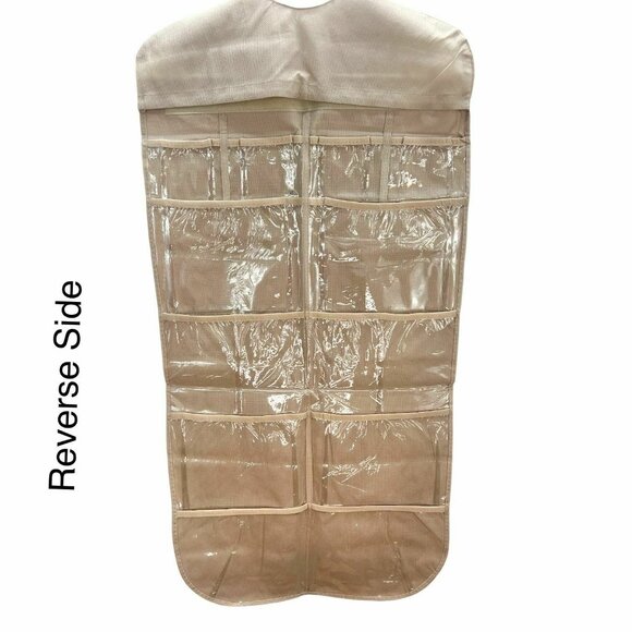 Hanging Beige Garment Protector With Clear Pockets 36 Inches Long - Picture 2 of 7